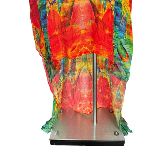 Sakkas Laisson Flowy Hi Low Caftan Rhinestone Boxy V Neck Dress Top Cover / Up - Picture 8 of 13